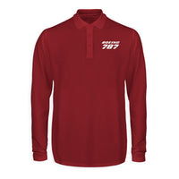 Thumbnail for Boeing 787 & Text Designed Long Sleeve Polo T-Shirts