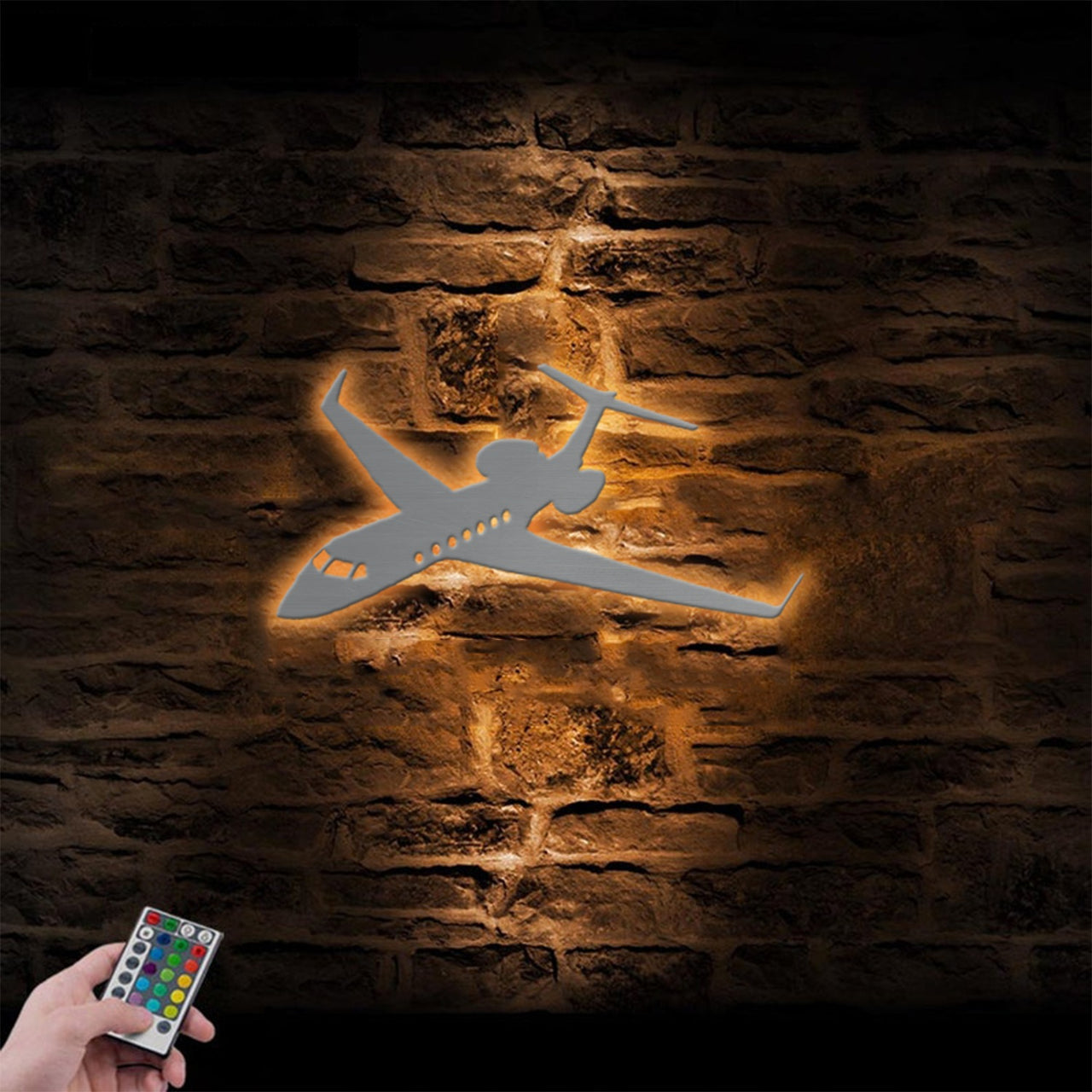 Amazing Business Jet Aircraft (FL-14) Designed Metal Wall Art LED Light