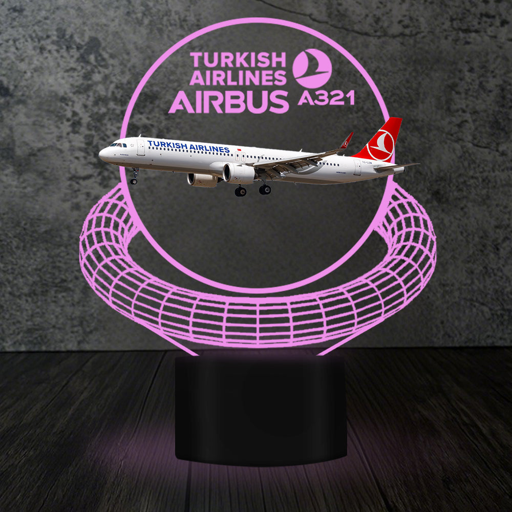 Turkish Airlines Airbus A321 Designed 3D Lamp