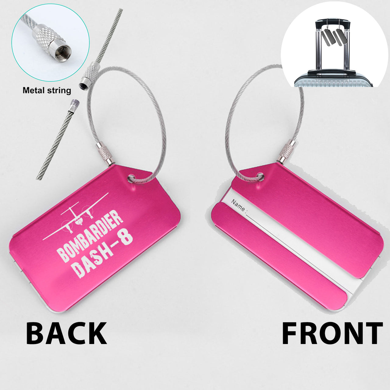 Bombardier Dash-8 & Plane Designed Fashion Metal Luggage Tags