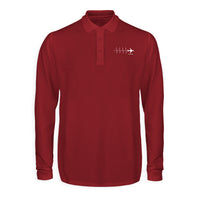 Thumbnail for Aviation Heartbeats Designed Long Sleeve Polo T-Shirts