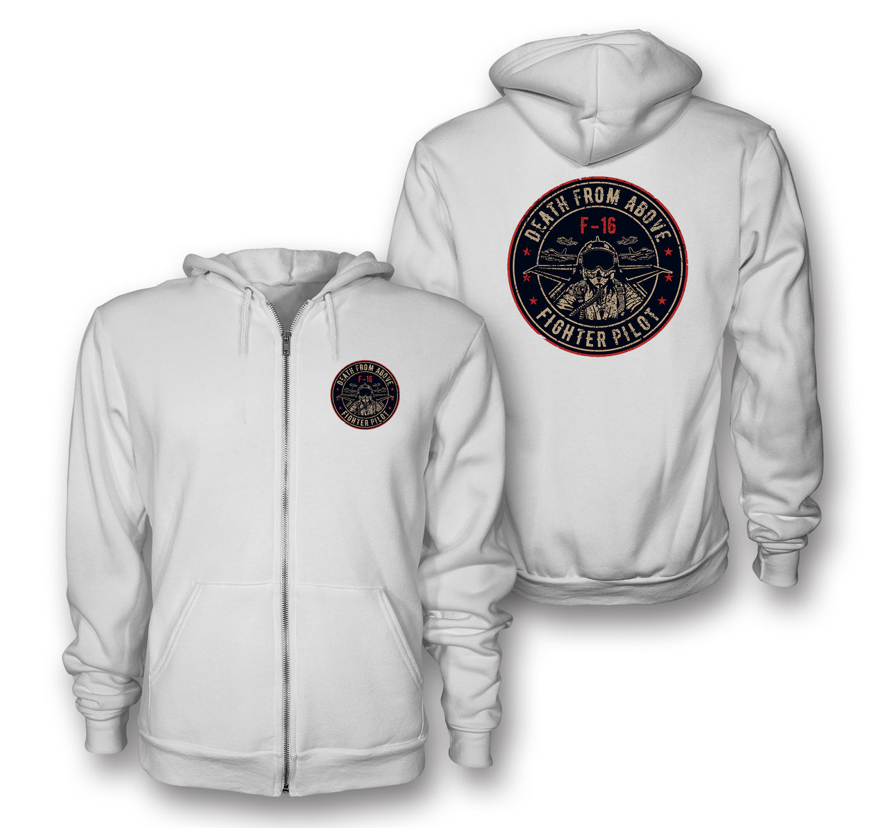 Fighter Jet 16 - Death From Above Designed Zipped Hoodies