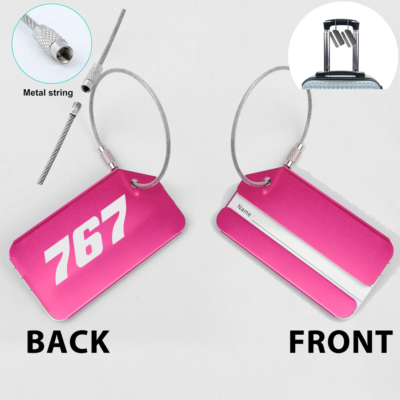 767 Flat Text Designed Fashion Metal Luggage Tags