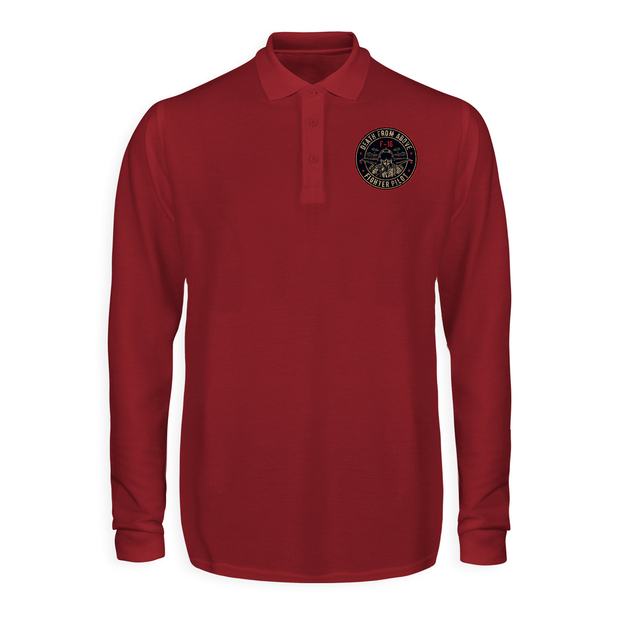 Fighter Jet 16 - Death From Above Designed Long Sleeve Polo T-Shirts