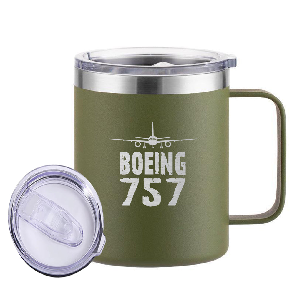 Boeing 757 & Plane Designed Stainless Steel Laser Engraved Mugs