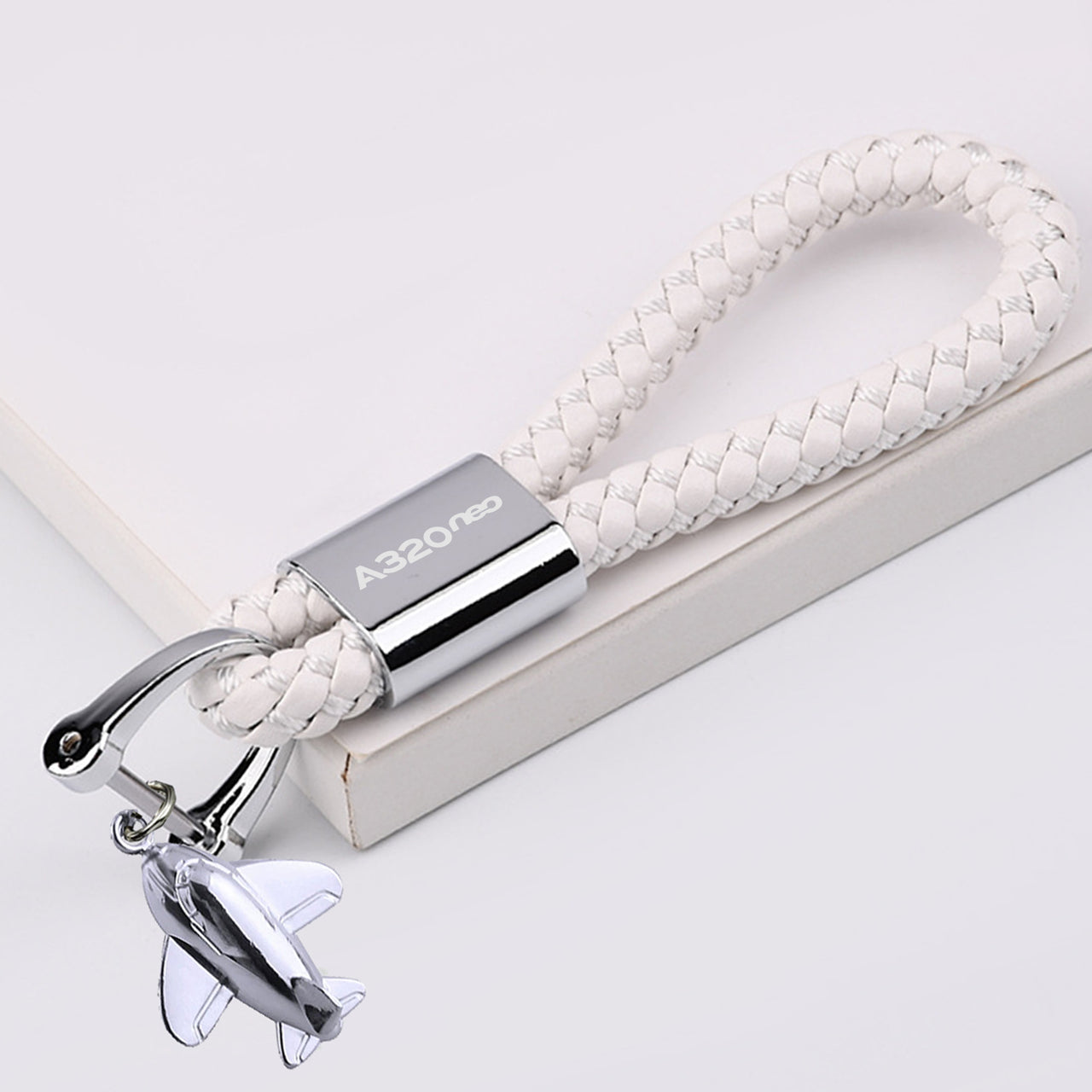 A320neo & Text Designed Leather Car Key Chains