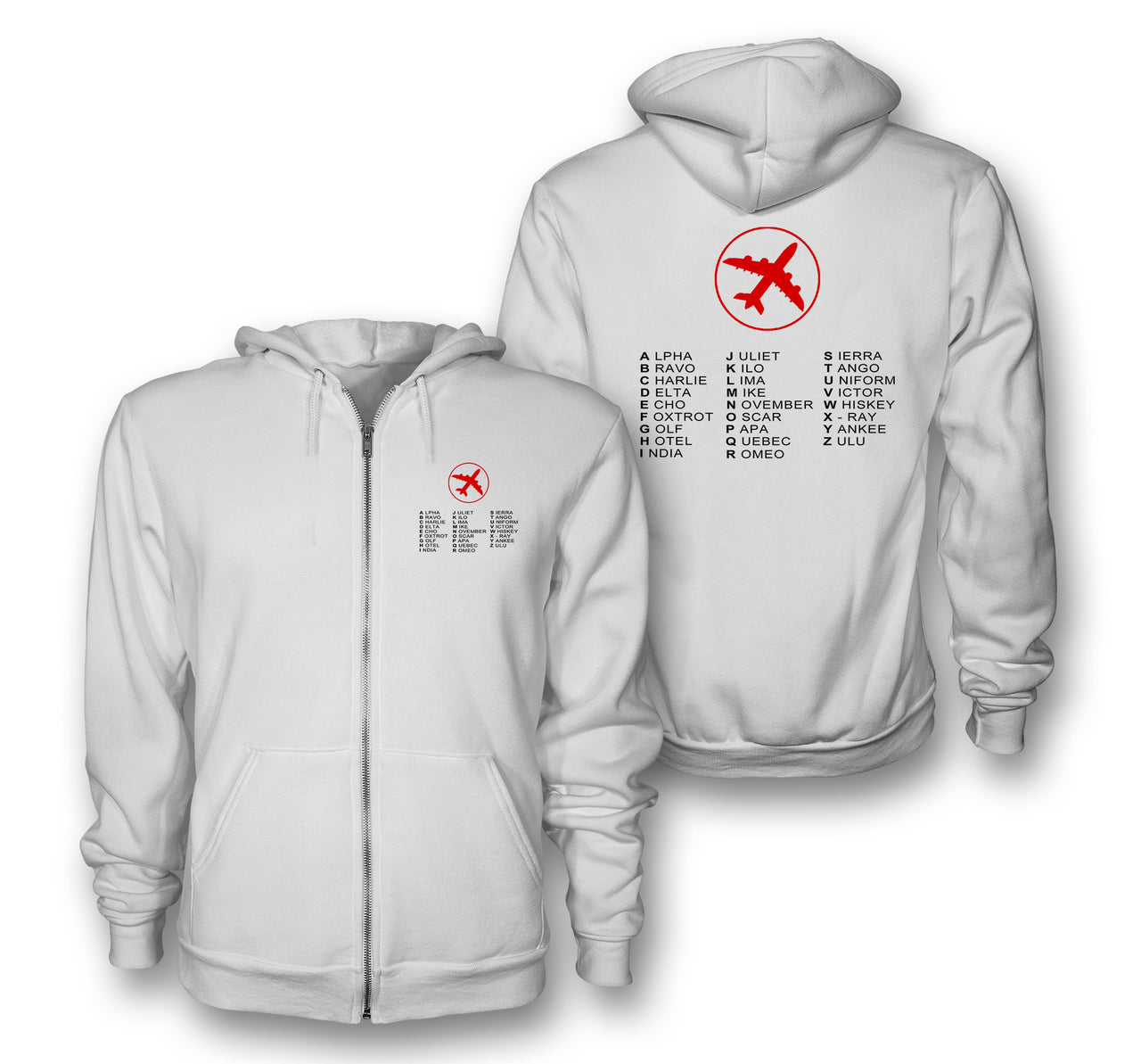 Aviation Alphabet 2 Designed Zipped Hoodies