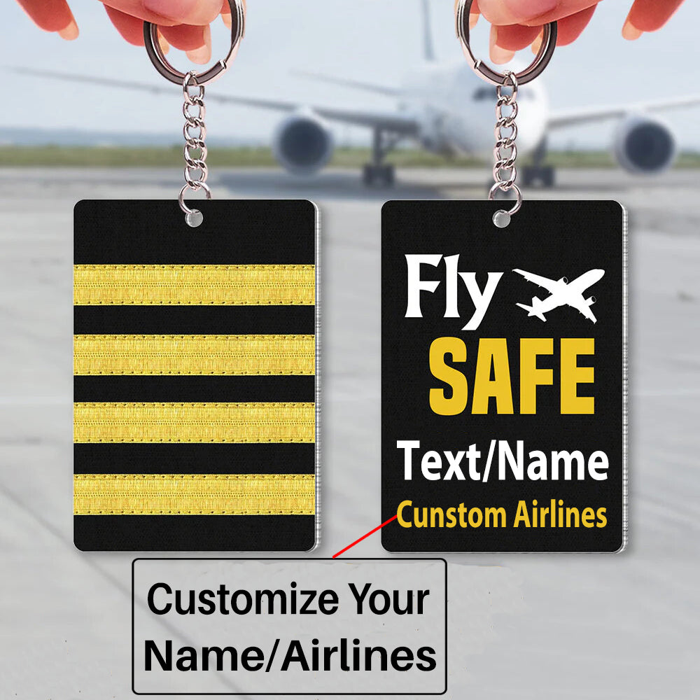 Pilot Epaulette (Golden) & Fly SAFE Uniform Acrylic Keychain