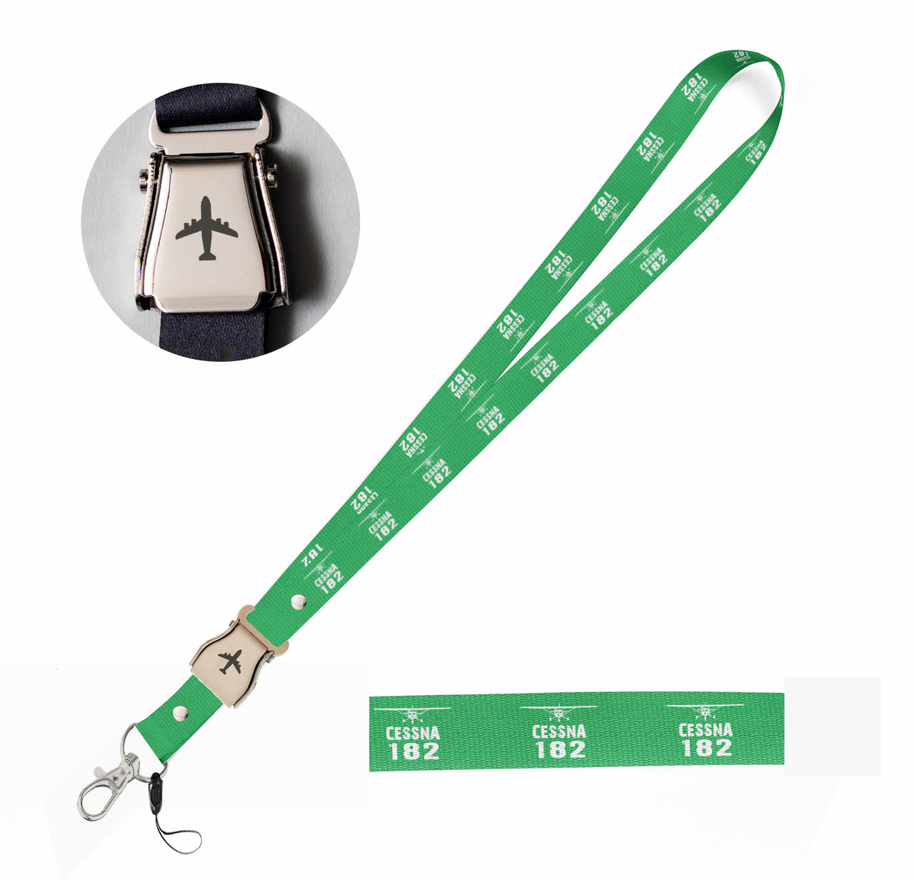 Cessna 182 & Plane Designed Airplane Seat Belt Detachable Lanyard & ID Holders