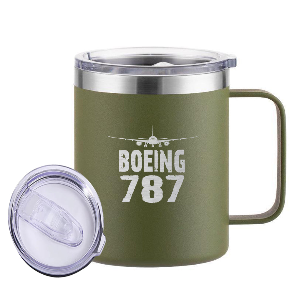 Boeing 787 & Plane Designed Stainless Steel Laser Engraved Mugs