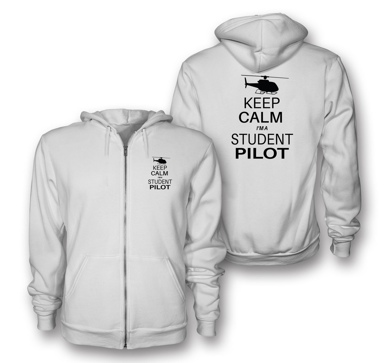 Student Pilot (Helicopter) Designed Zipped Hoodies