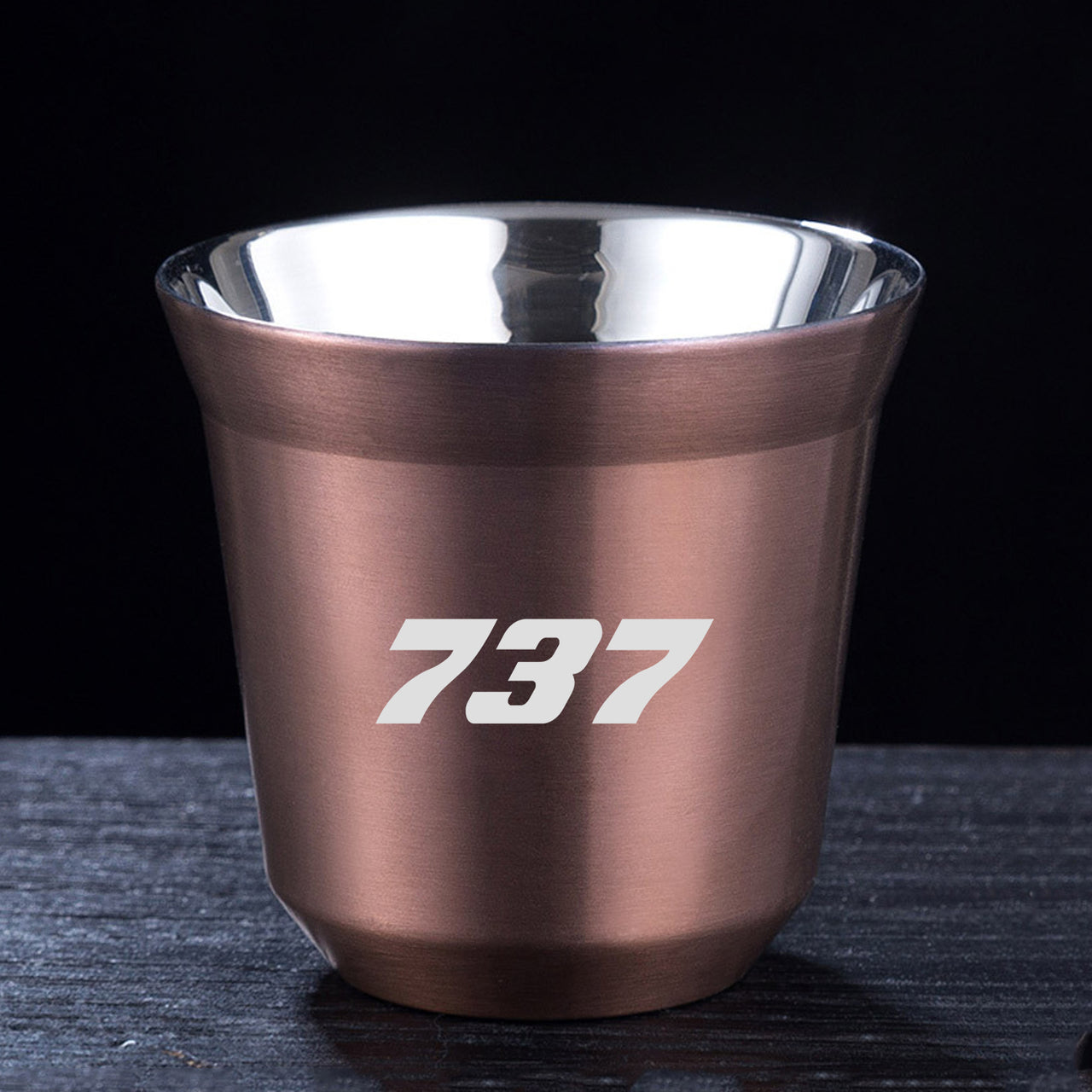 737 Flat Text Designed Double Wall Stainless Steel Coffee Mugs