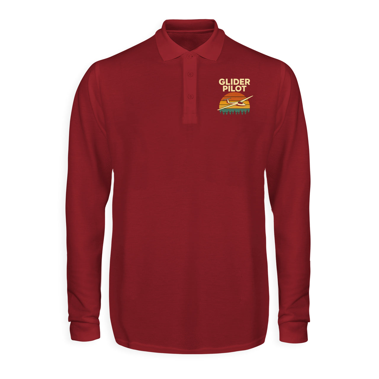 Retro Glider Designed Long Sleeve Polo T-Shirts