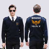 Thumbnail for Born To Fly SKELETON Designed Wool Pilot Sweaters