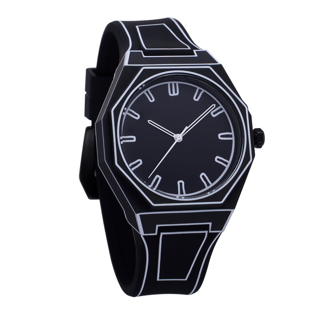 2D Comic Style Watches Black White Quartz Watch