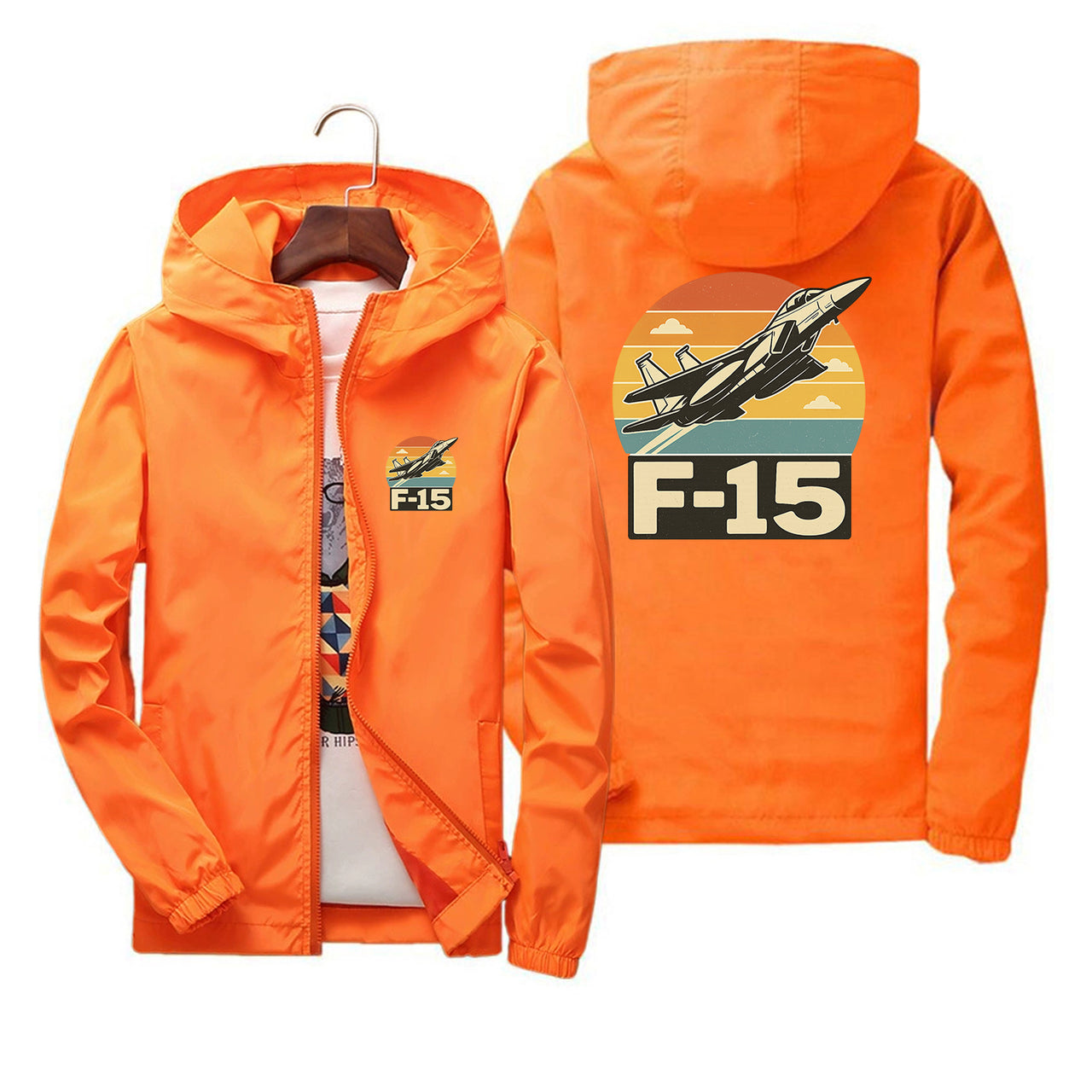 Retro Fighter Jet F15 Designed Thin Windbreaker Jackets