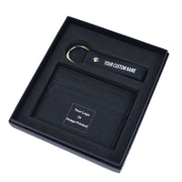 Thumbnail for Your Custom Design & Image & Logo & Text Design Genuine Leather Cardholder Key Ring Gift Box Set