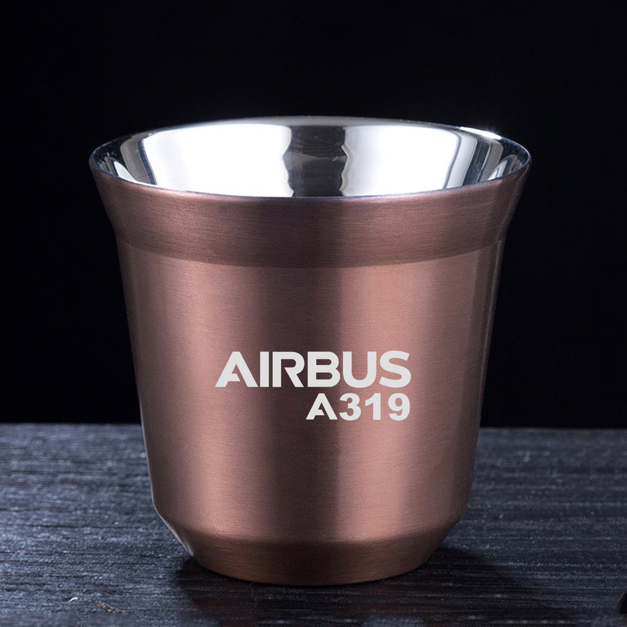 Airbus A319 & Text Designed Double Wall Stainless Steel Coffee Mugs