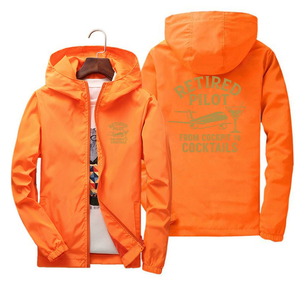 Retired Pilot & Coctails Designed Thin Windbreaker Jackets