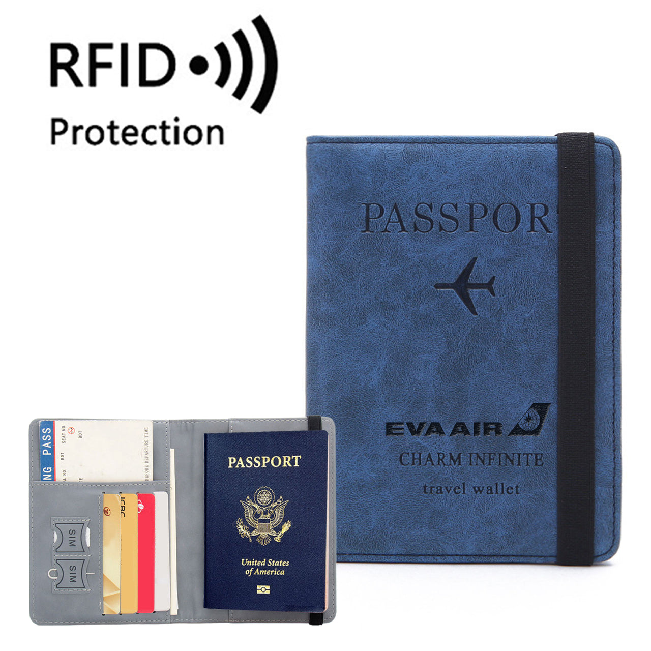 EVA Air Airlines Designed Passport Cover Travel Wallet Passport Holder