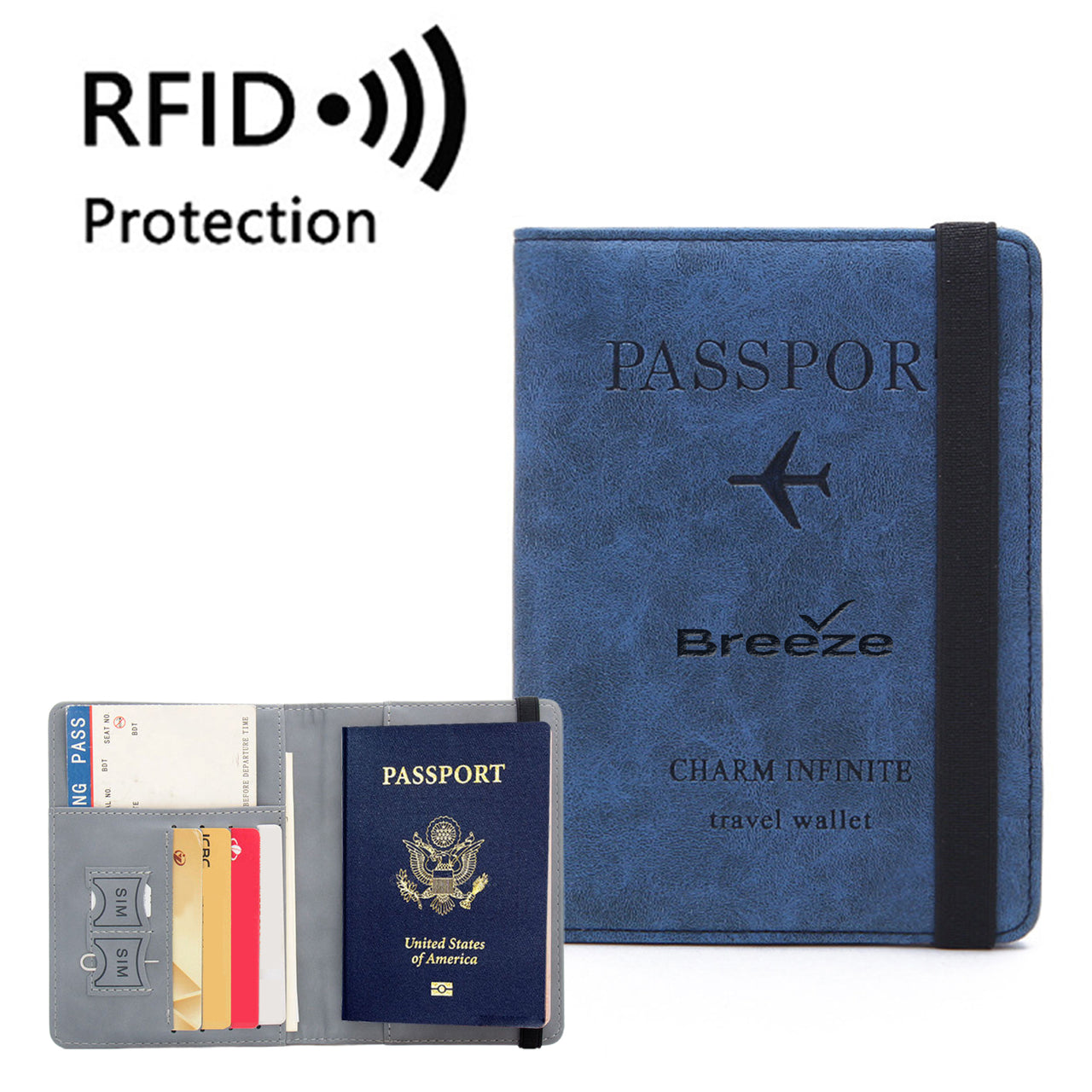 Breeze Airways Designed Passport Cover Travel Wallet Passport Holder