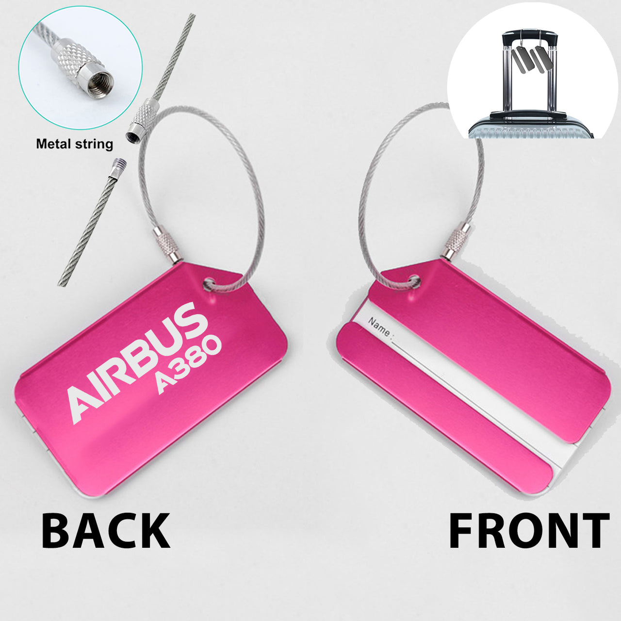 Airbus A380 & Text Designed Fashion Metal Luggage Tags