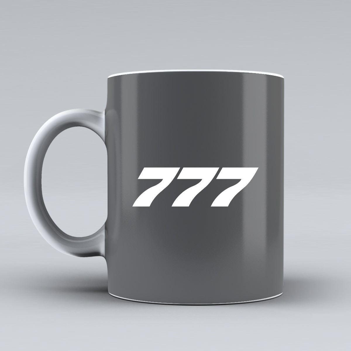 777 Flat Text Designed Ceramic White Mugs