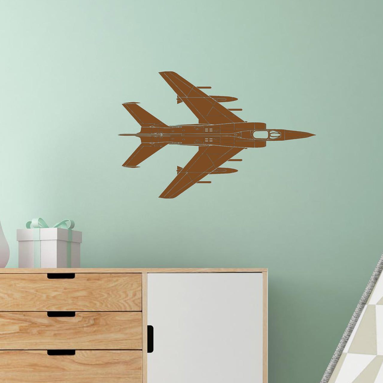 Detailed Superjet from Above Designed Wall Sticker