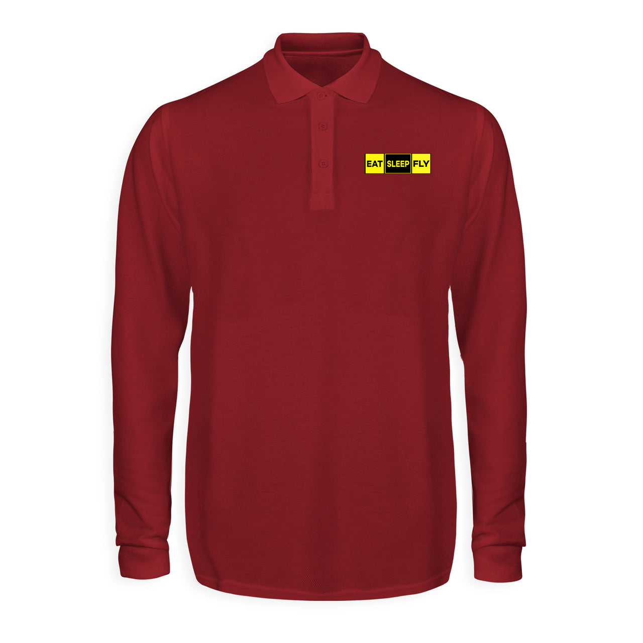 Eat Sleep Fly (Colourful) Designed Long Sleeve Polo T-Shirts