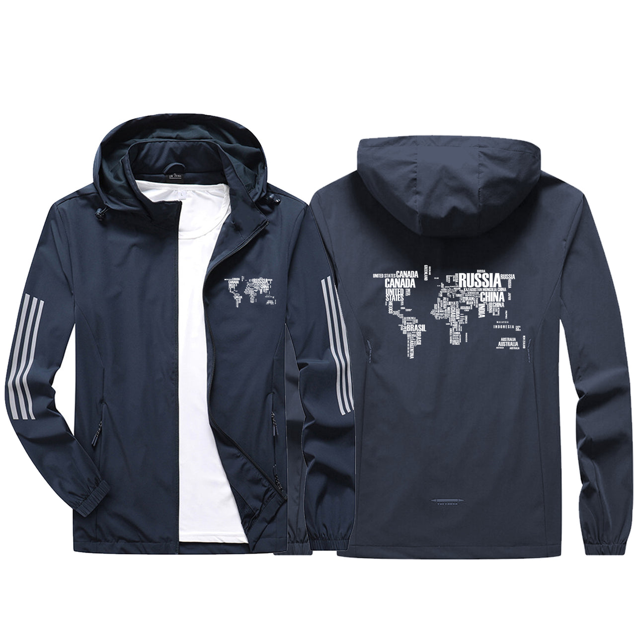 World Map (Text) Sport & Running Jackets