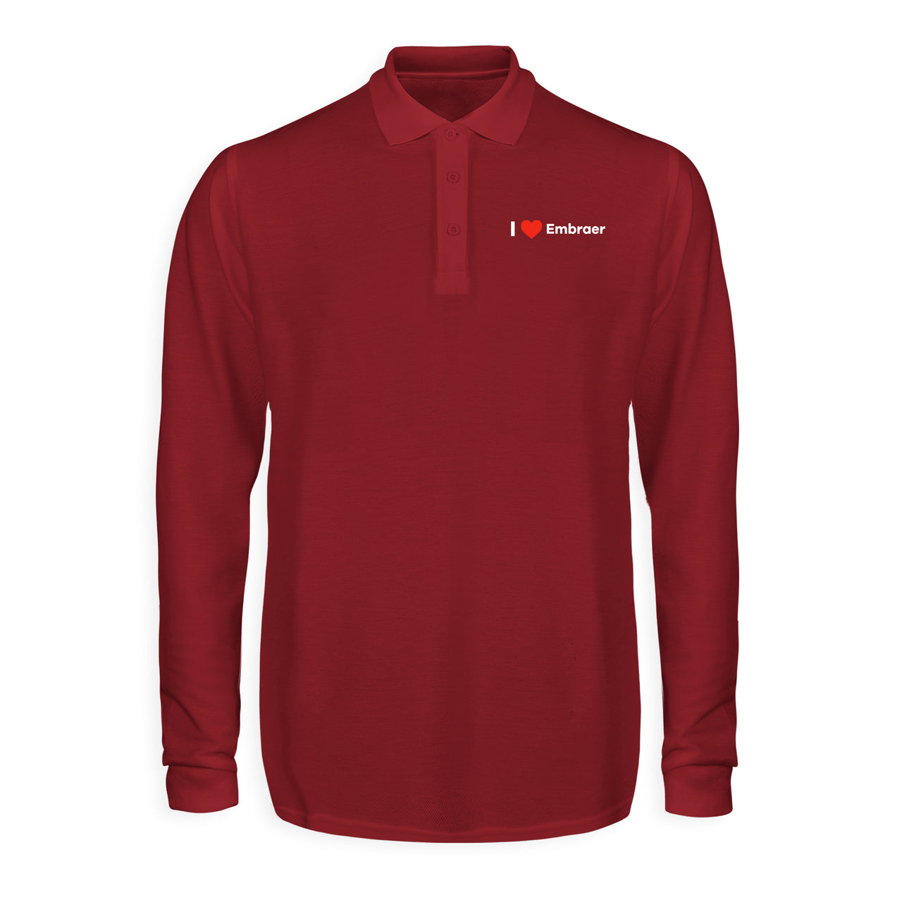 I Love Embraer Designed Long Sleeve Polo T-Shirts