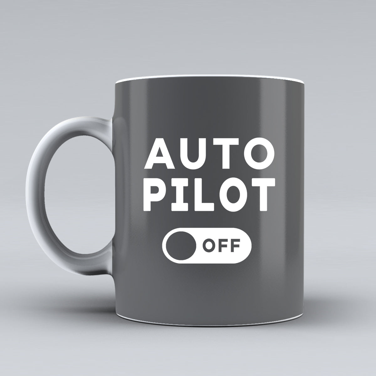 Auto Pilot Off Designed Ceramic White Mugs