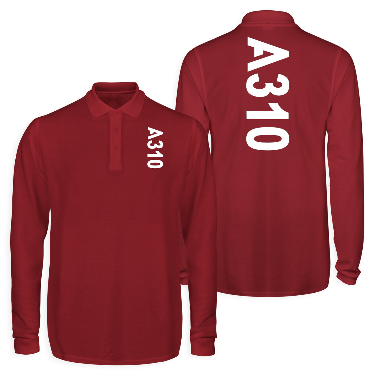 A310 Text Designed Long Sleeve Polo T-Shirts (Double-Side)