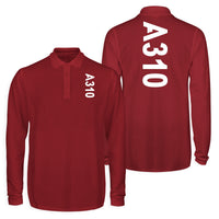 Thumbnail for A310 Text Designed Long Sleeve Polo T-Shirts (Double-Side)
