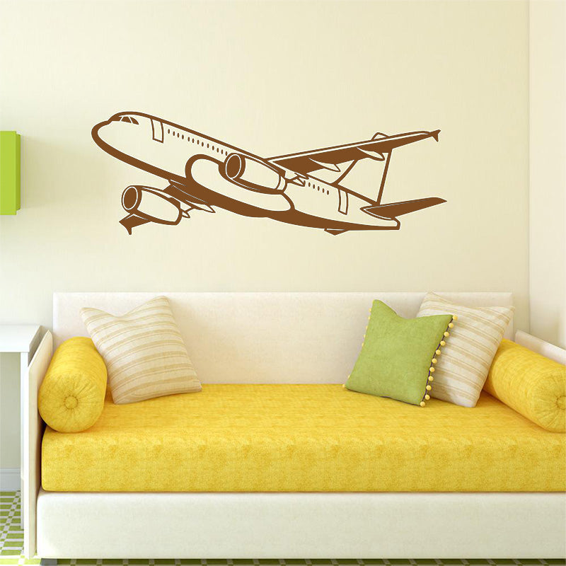 Amazing Silhouette of Airbus A320 Designed Wall Sticker