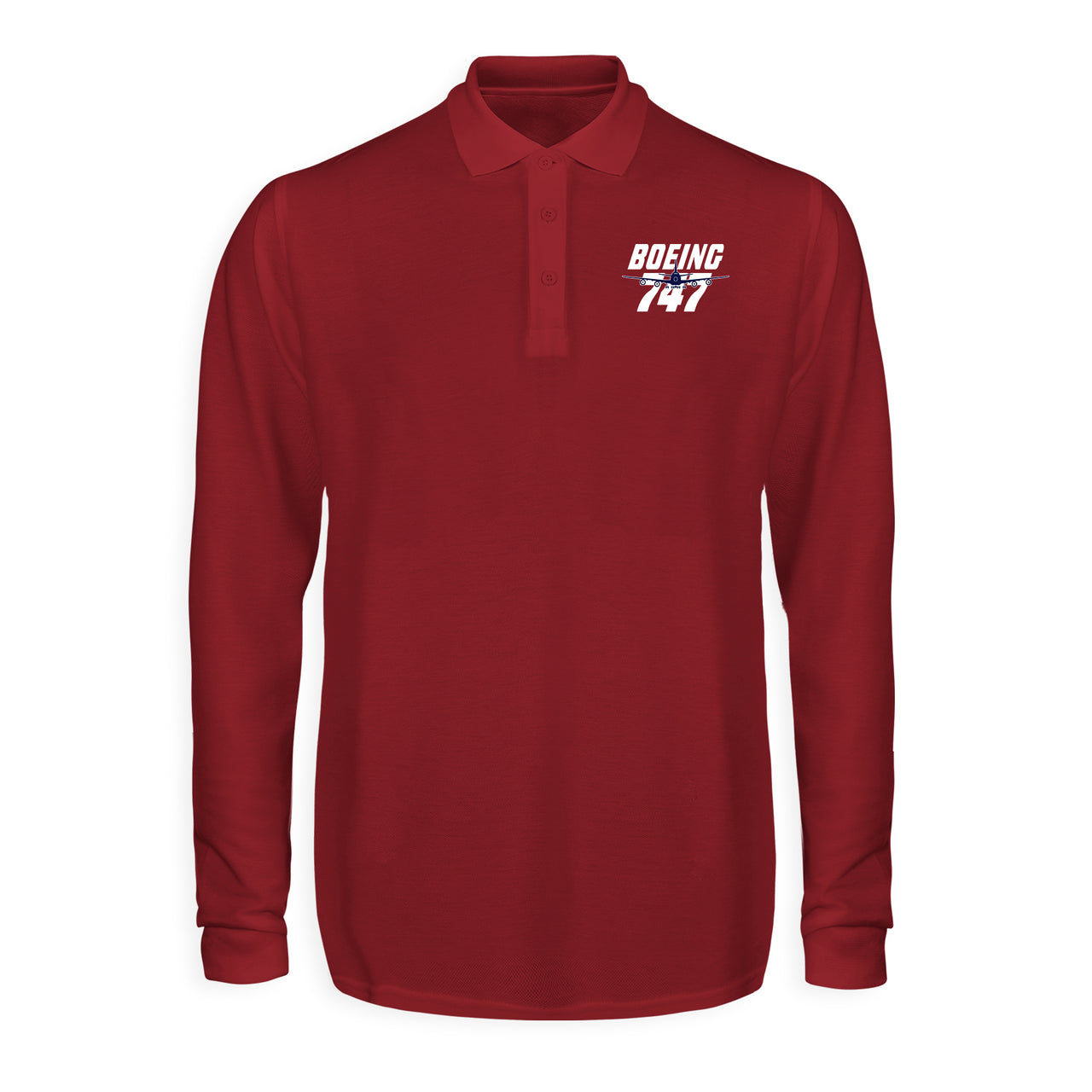 Amazing Boeing 747 Designed Long Sleeve Polo T-Shirts