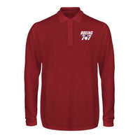 Thumbnail for Amazing Boeing 747 Designed Long Sleeve Polo T-Shirts