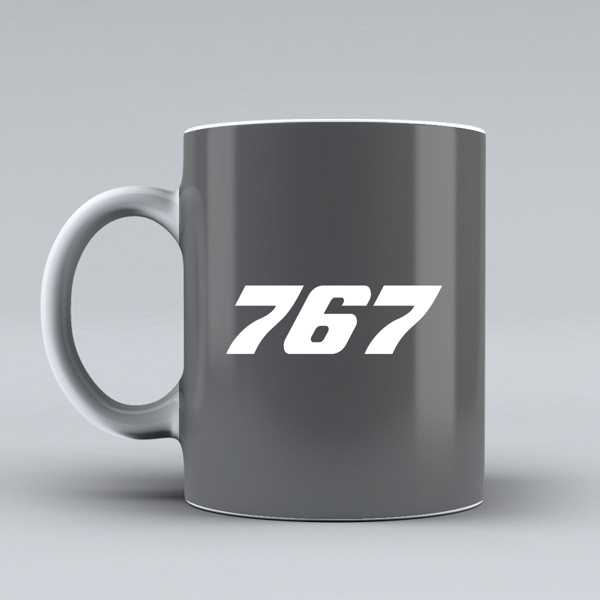 767 Flat Text Designed Ceramic White Mugs