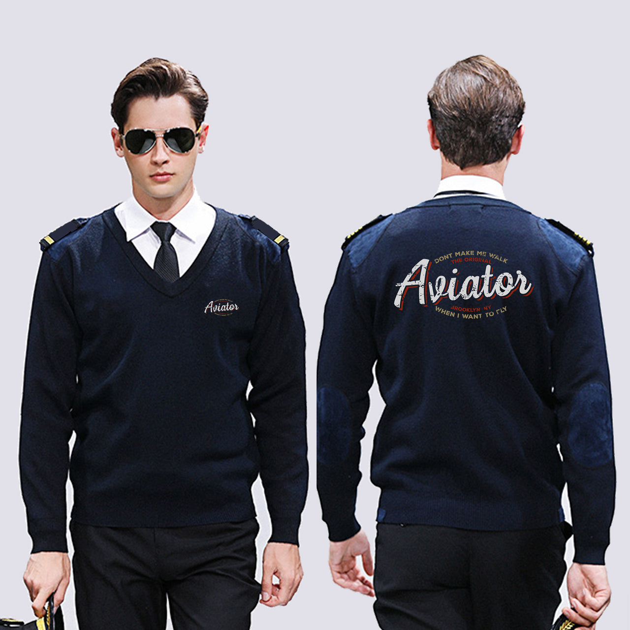 Aviator - Dont Make Me Walk Designed Wool Pilot Sweaters