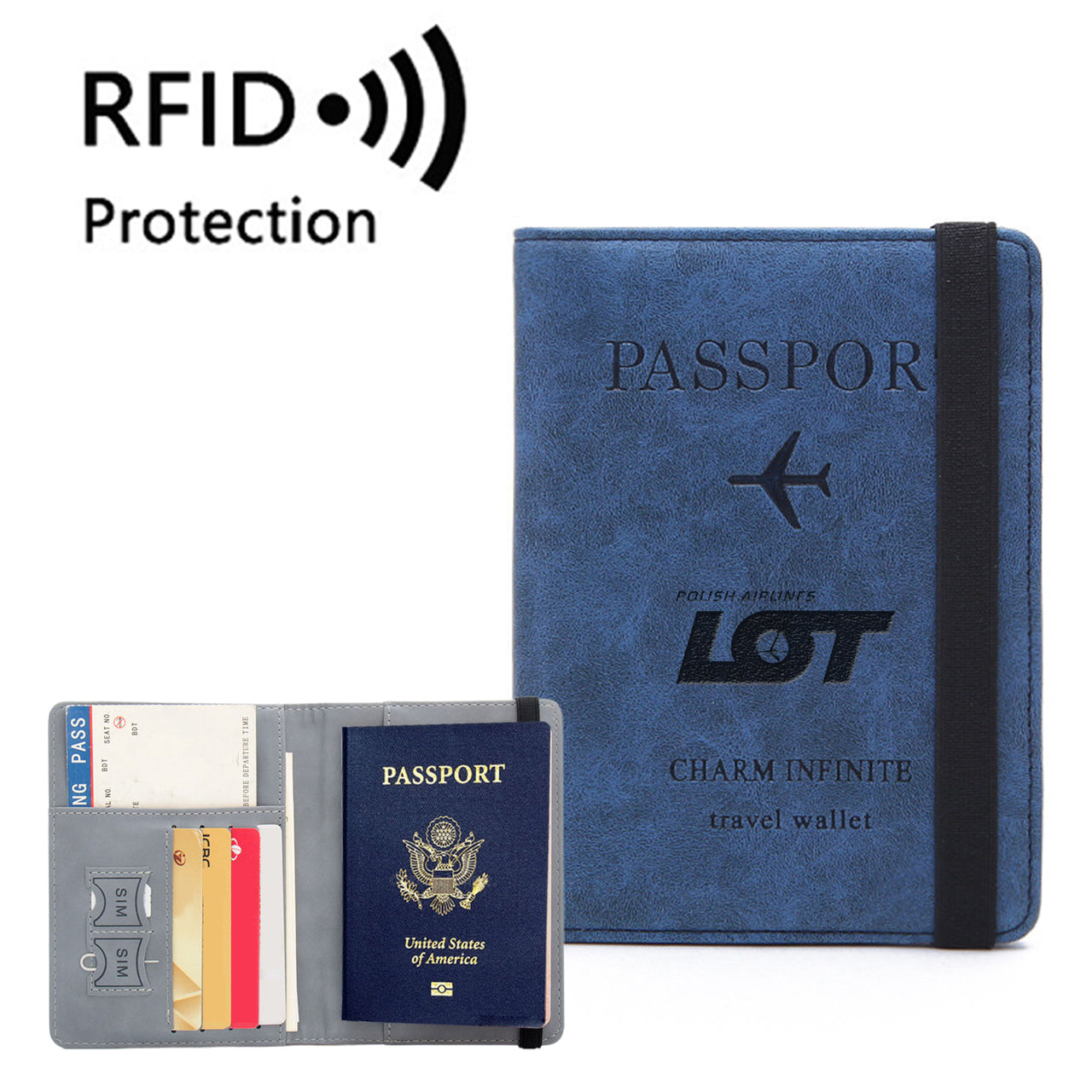 LOT Polish Airlines Designed Passport Cover Travel Wallet Passport Holder