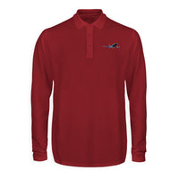 Thumbnail for Multicolor Airplane Designed Long Sleeve Polo T-Shirts
