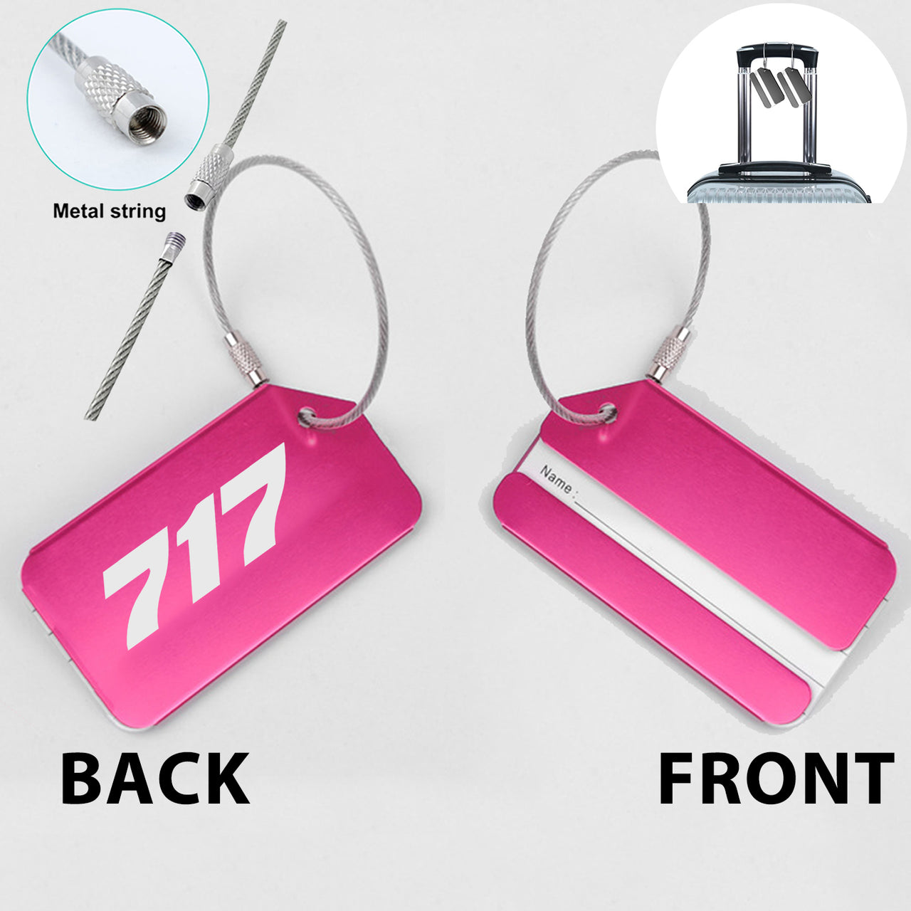 717 Flat Text Designed Fashion Metal Luggage Tags