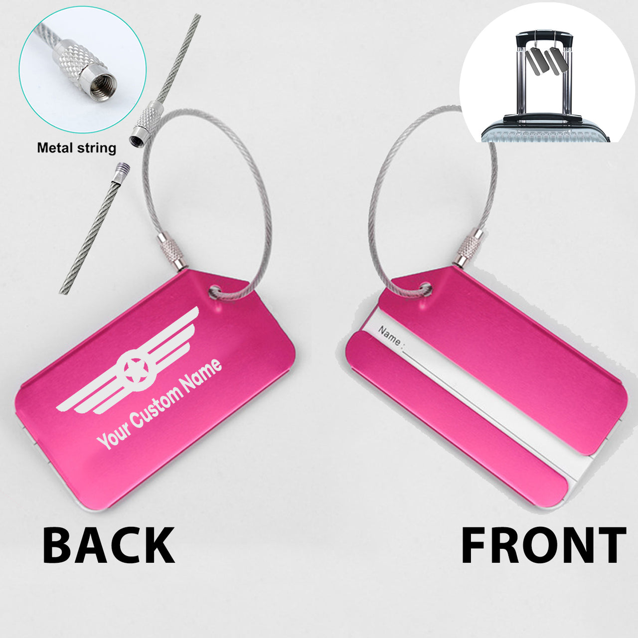 Custom Name (Badge 6) Designed Fashion Metal Luggage Tags