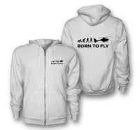 Thumbnail for Born To Fly Helicopter Designed Zipped Hoodies