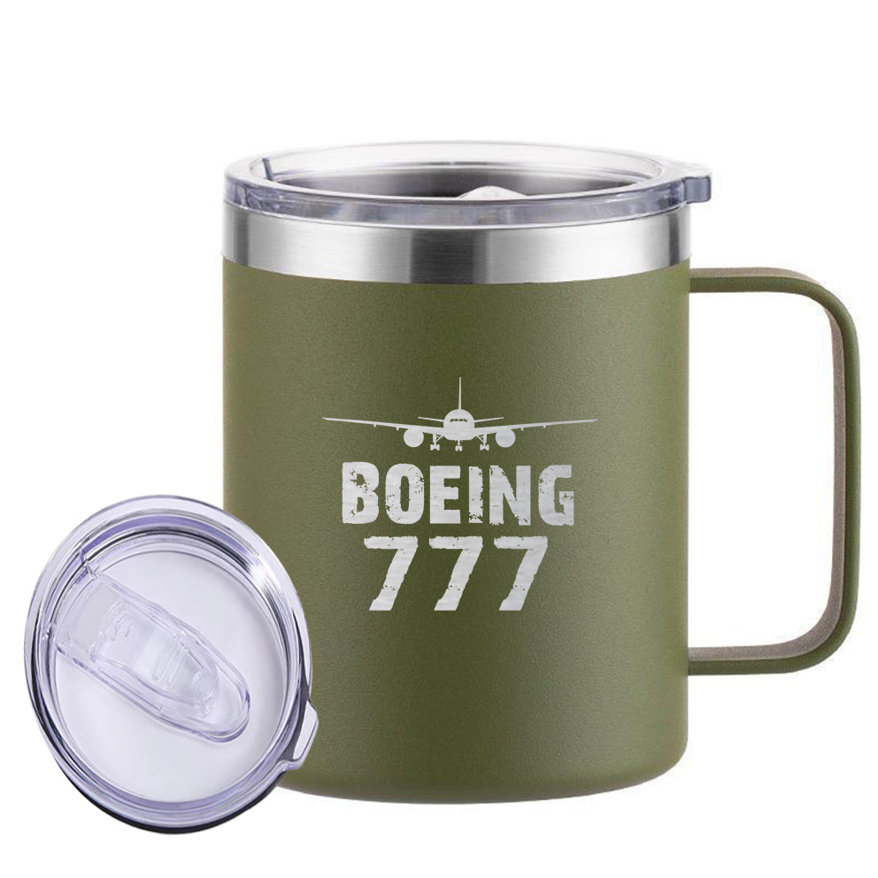 Boeing 777 & Plane Designed Stainless Steel Laser Engraved Mugs