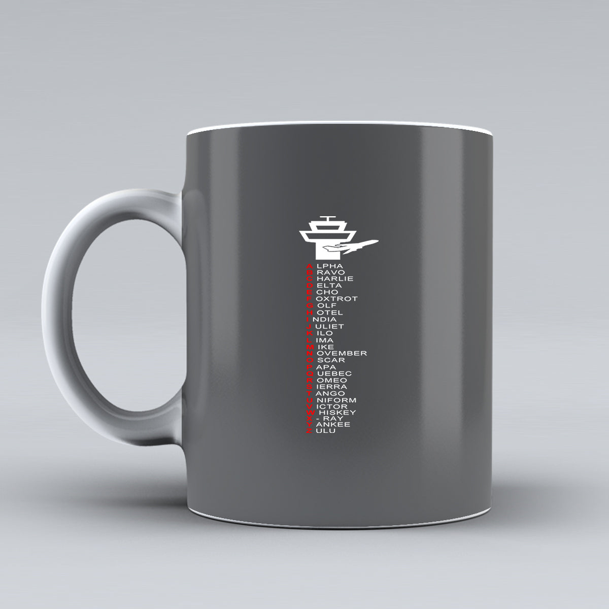 Aviation Alphabet Designed Ceramic White Mugs