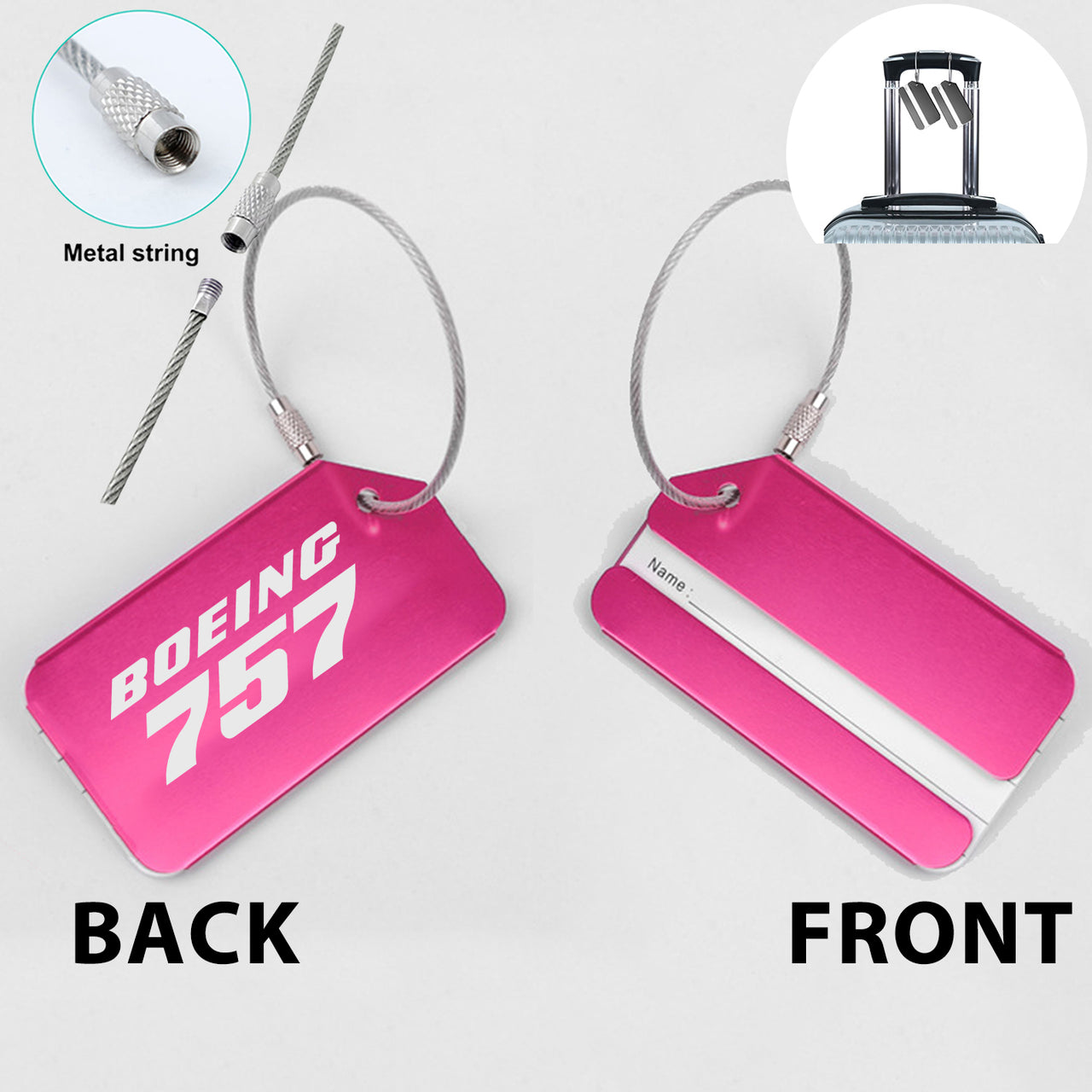Boeing 757 & Text Designed Fashion Metal Luggage Tags
