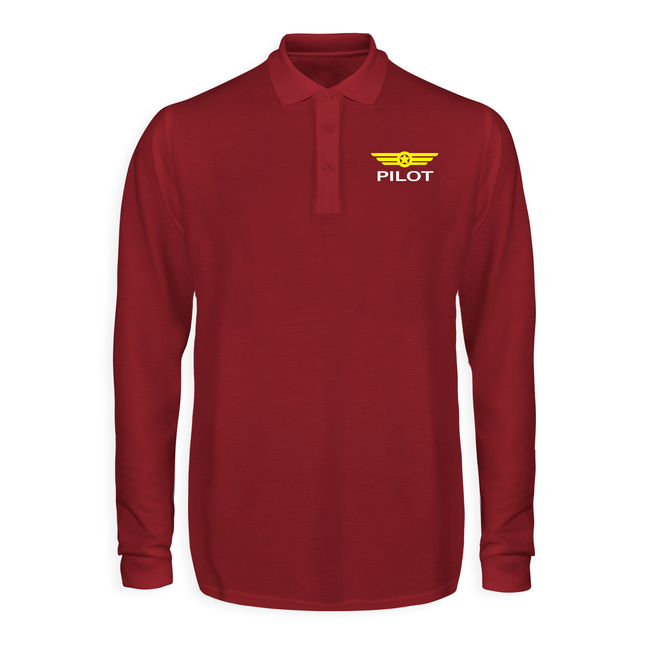 Pilot & Badge Designed Long Sleeve Polo T-Shirts