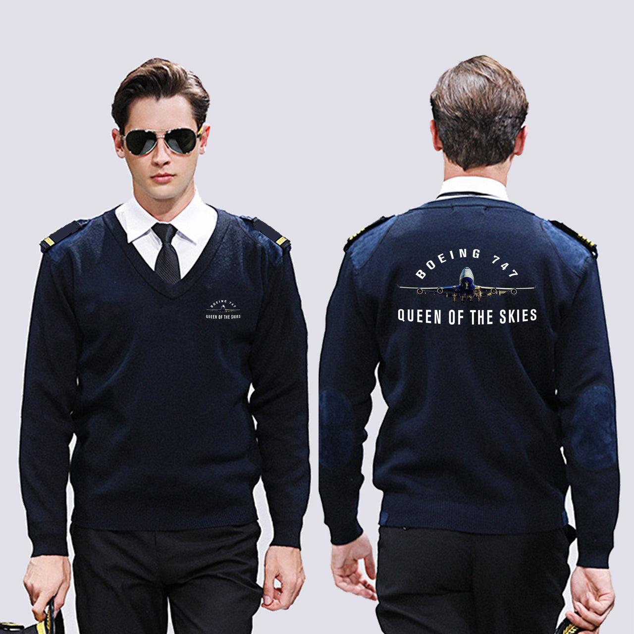 Boeing 747 Queen of the Skies Designed Wool Pilot Sweaters