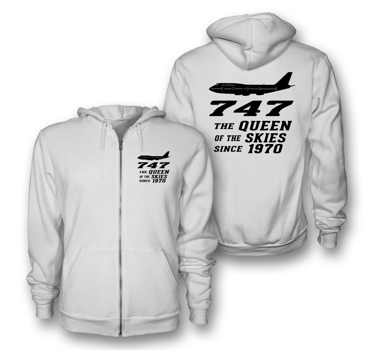 Boeing 747 - Queen of the Skies (2) Designed Zipped Hoodies